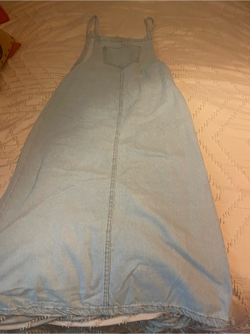 Light Wash Denim jumper Dress with Front Pocket Medium